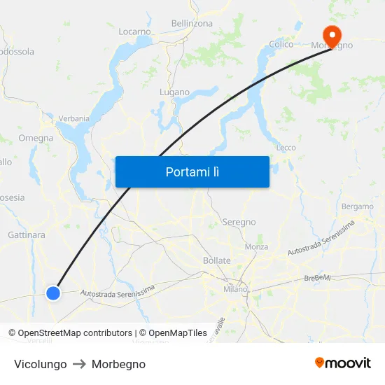 Vicolungo to Morbegno map