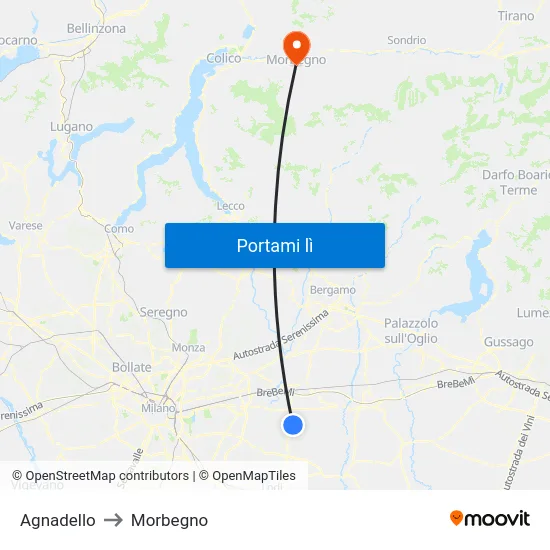 Agnadello to Morbegno map