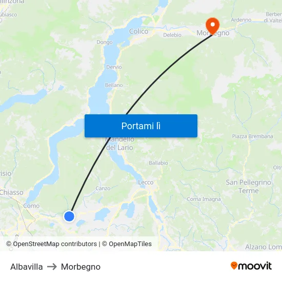 Albavilla to Morbegno map