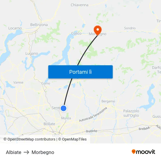 Albiate to Morbegno map