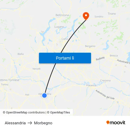 Alessandria to Morbegno map