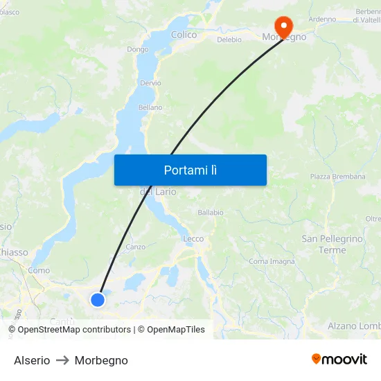 Alserio to Morbegno map