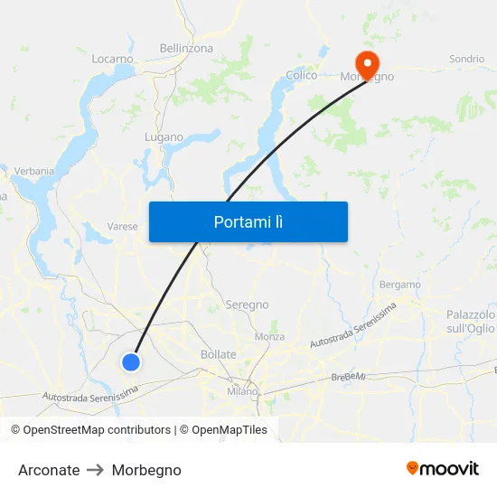 Arconate to Morbegno map