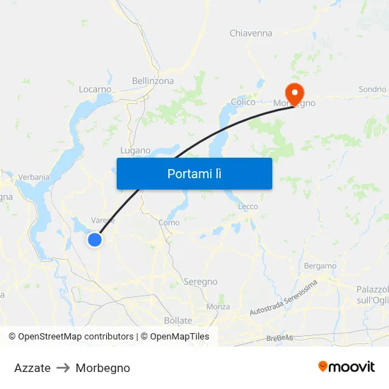 Azzate to Morbegno map