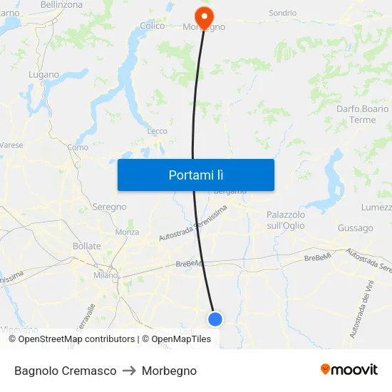 Bagnolo Cremasco to Morbegno map