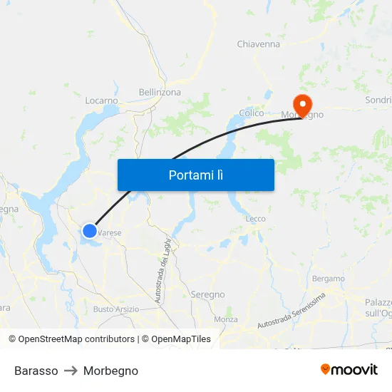 Barasso to Morbegno map