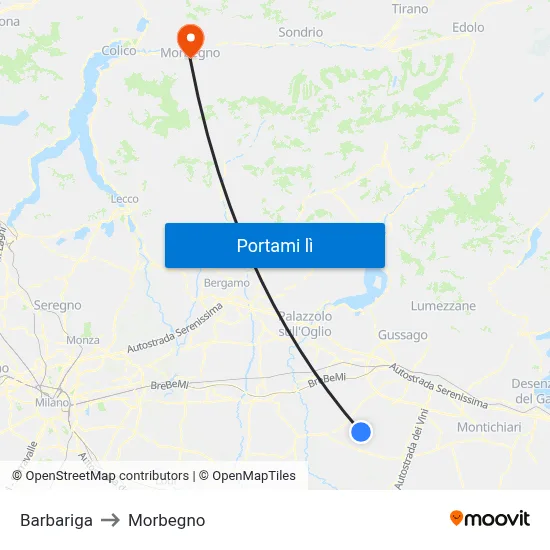 Barbariga to Morbegno map