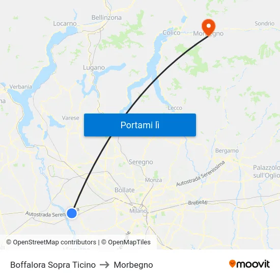 Boffalora Sopra Ticino to Morbegno map