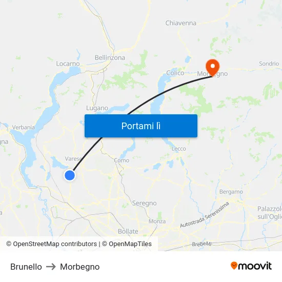 Brunello to Morbegno map