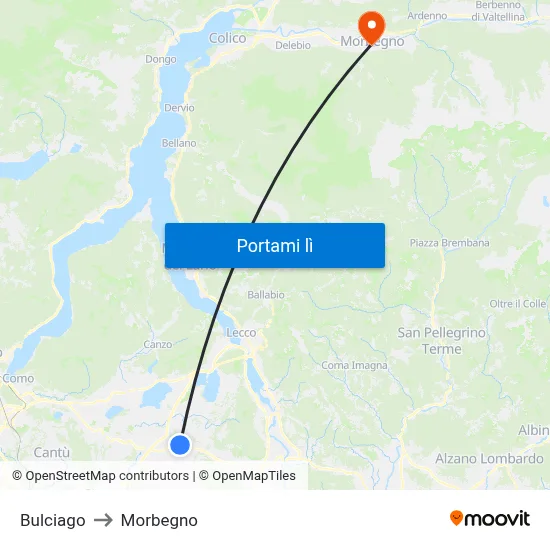 Bulciago to Morbegno map