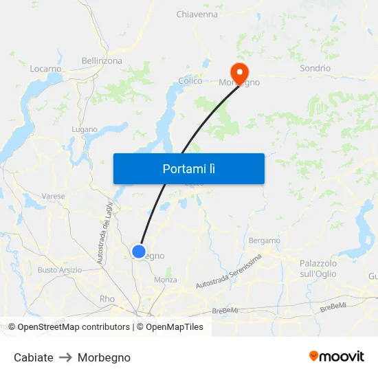 Cabiate to Morbegno map