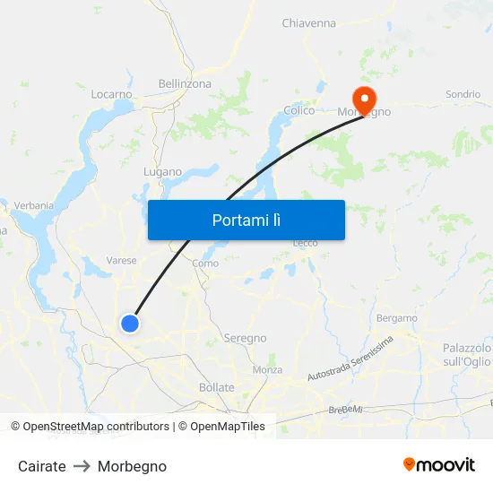 Cairate to Morbegno map