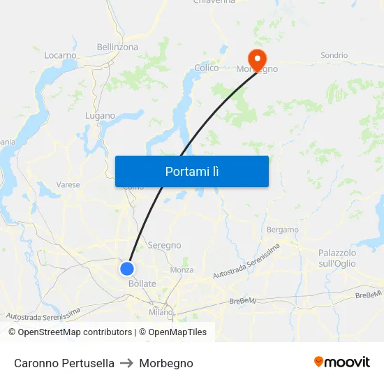 Caronno Pertusella to Morbegno map