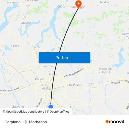 Carpiano to Morbegno map