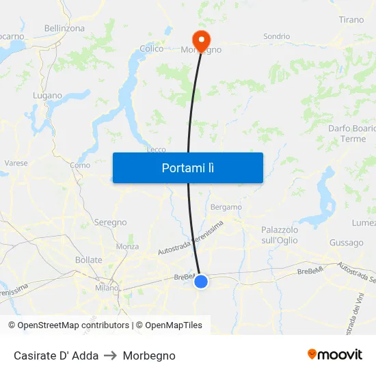 Casirate D' Adda to Morbegno map