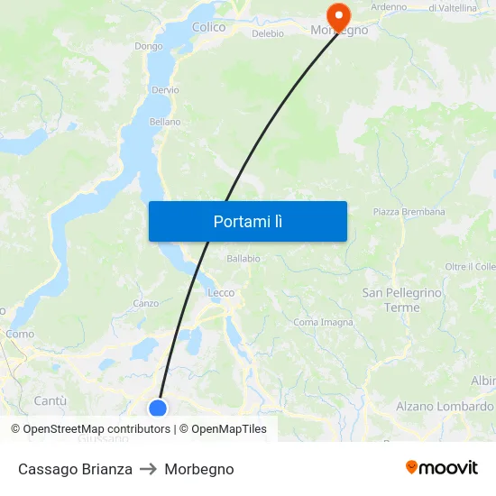 Cassago Brianza to Morbegno map