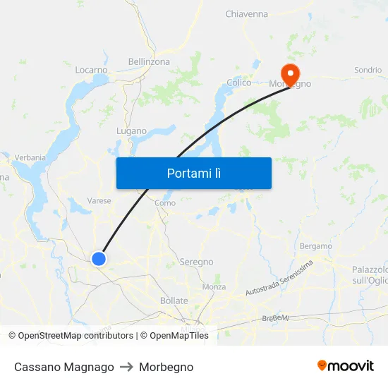 Cassano Magnago to Morbegno map