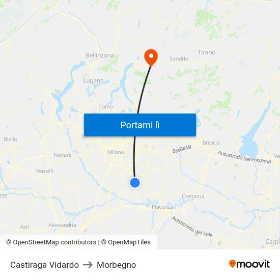 Castiraga Vidardo to Morbegno map