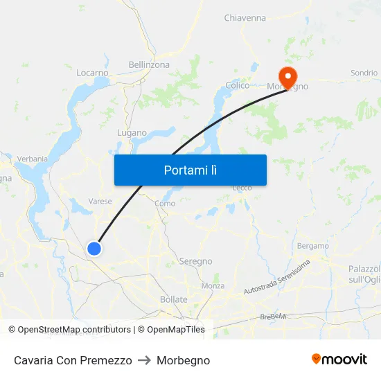 Cavaria Con Premezzo to Morbegno map