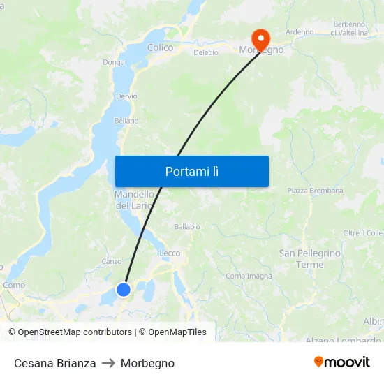 Cesana Brianza to Morbegno map