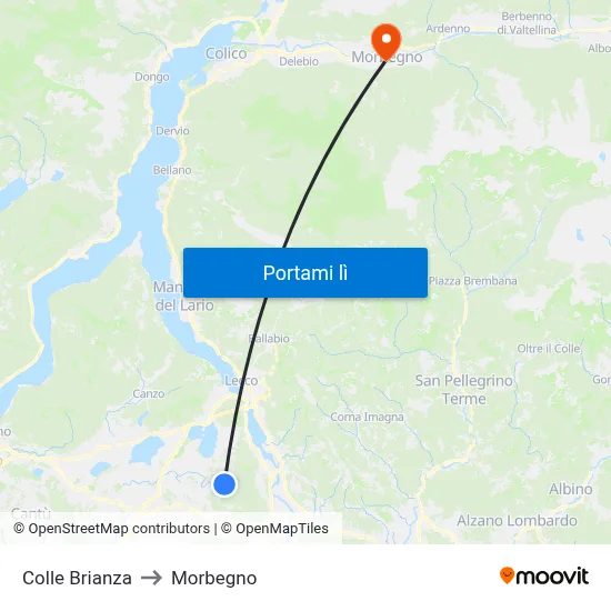 Colle Brianza to Morbegno map