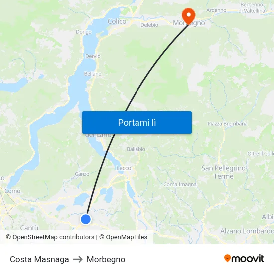 Costa Masnaga to Morbegno map