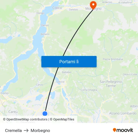 Cremella to Morbegno map