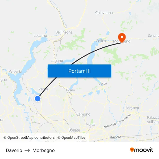 Daverio to Morbegno map