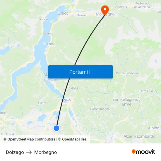 Dolzago to Morbegno map
