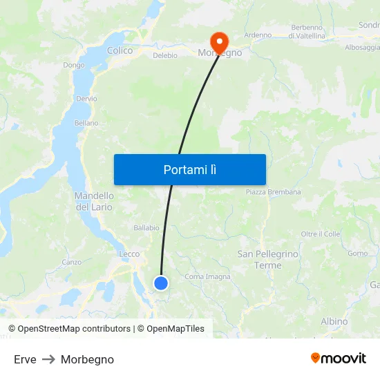 Erve to Morbegno map