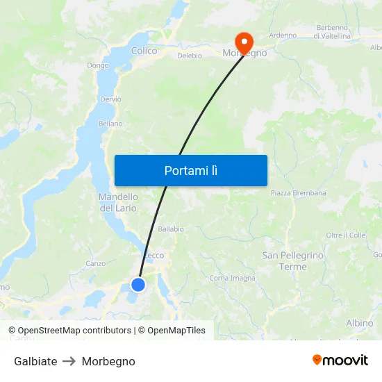 Galbiate to Morbegno map