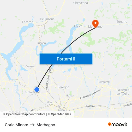 Gorla Minore to Morbegno map