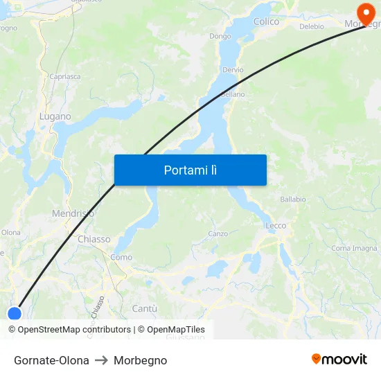 Gornate-Olona to Morbegno map