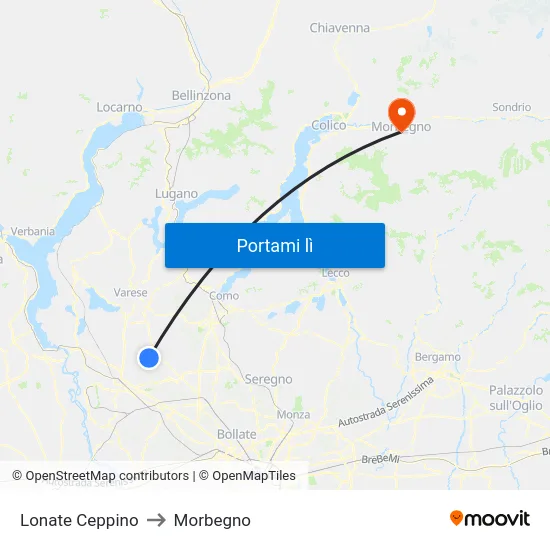 Lonate Ceppino to Morbegno map