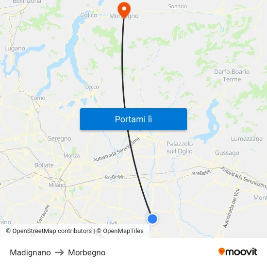Madignano to Morbegno map