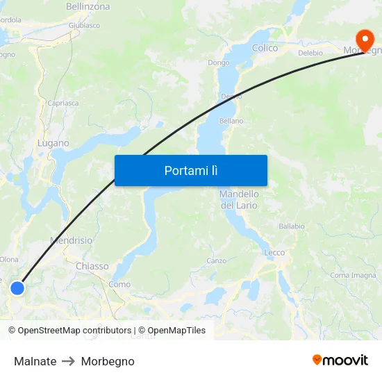 Malnate to Morbegno map