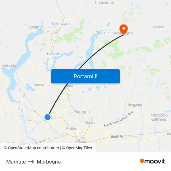 Marnate to Morbegno map
