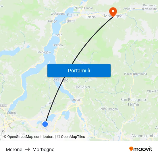 Merone to Morbegno map