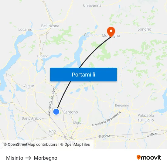 Misinto to Morbegno map