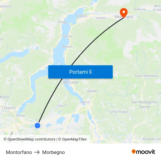 Montorfano to Morbegno map