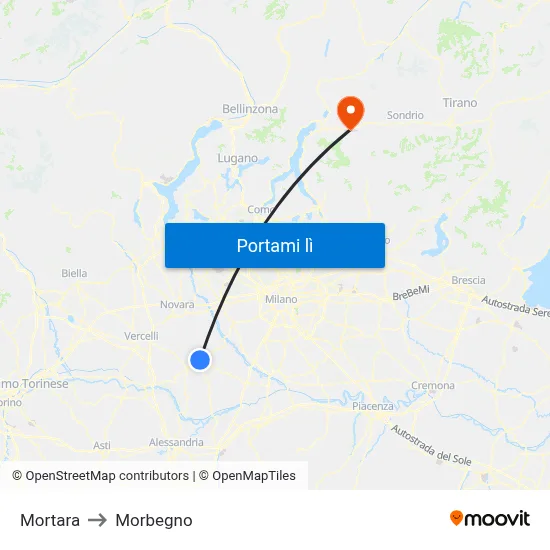 Mortara to Morbegno map
