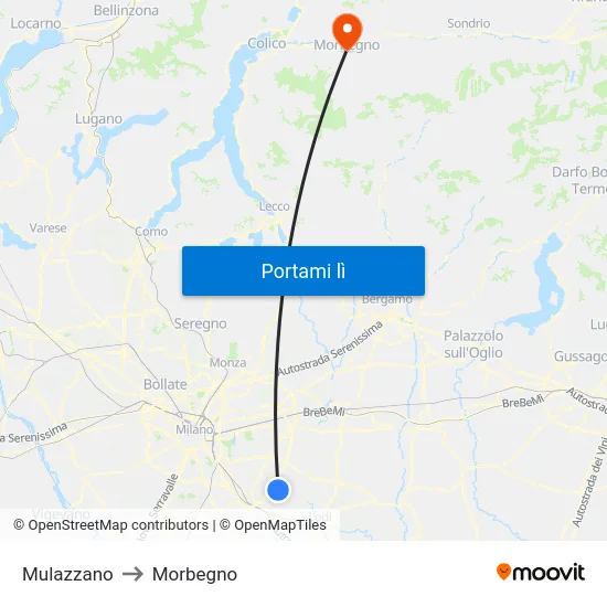 Mulazzano to Morbegno map