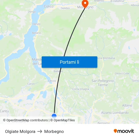 Olgiate Molgora to Morbegno map