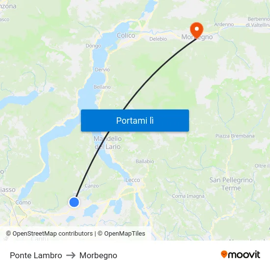 Ponte Lambro to Morbegno map