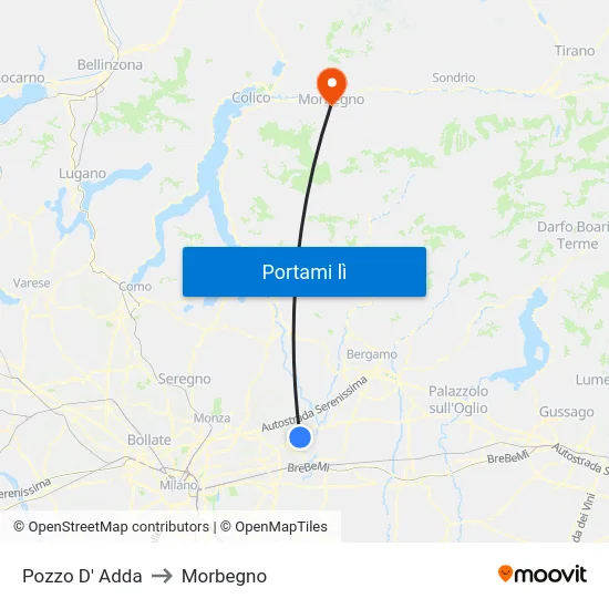 Pozzo D' Adda to Morbegno map