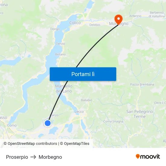 Proserpio to Morbegno map