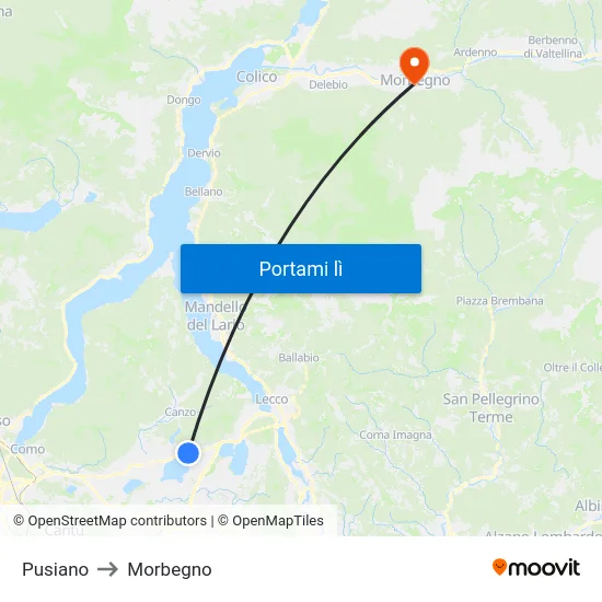 Pusiano to Morbegno map