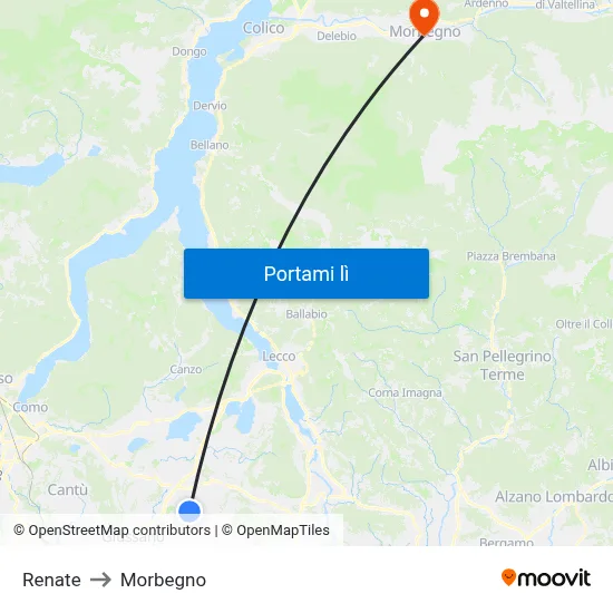 Renate to Morbegno map