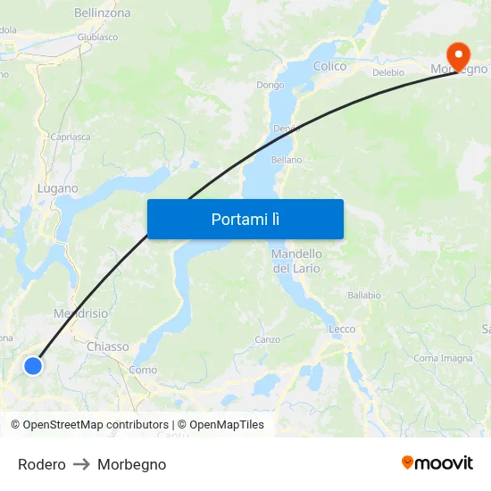 Rodero to Morbegno map