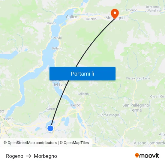 Rogeno to Morbegno map